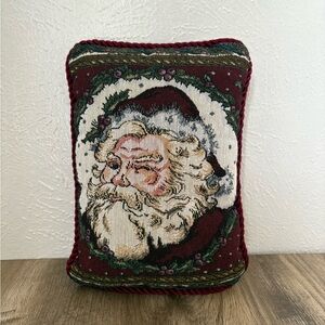 Festive Santa Claus Tapestry Pillow - Red and White